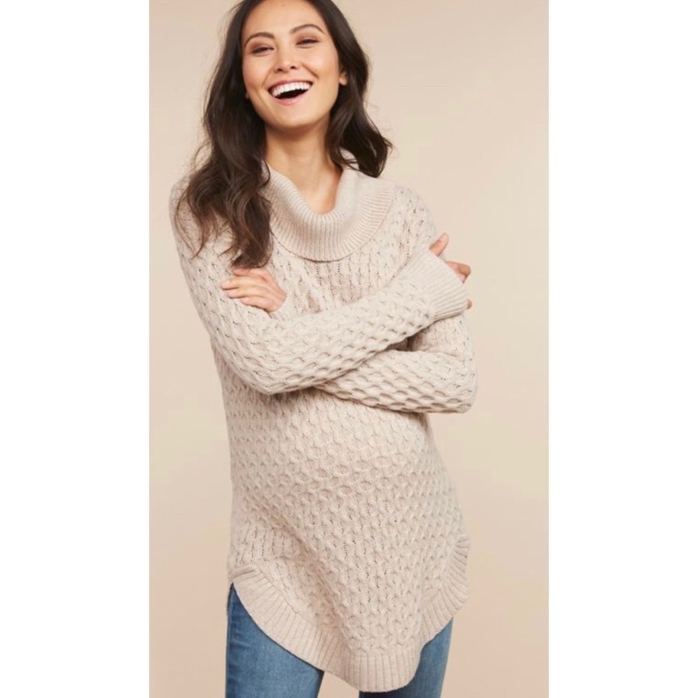 Motherhood Maternity Cable Cowl Neck Sweater